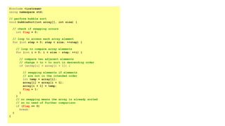 Sorting of arrays, types in c++ .IST .ppt