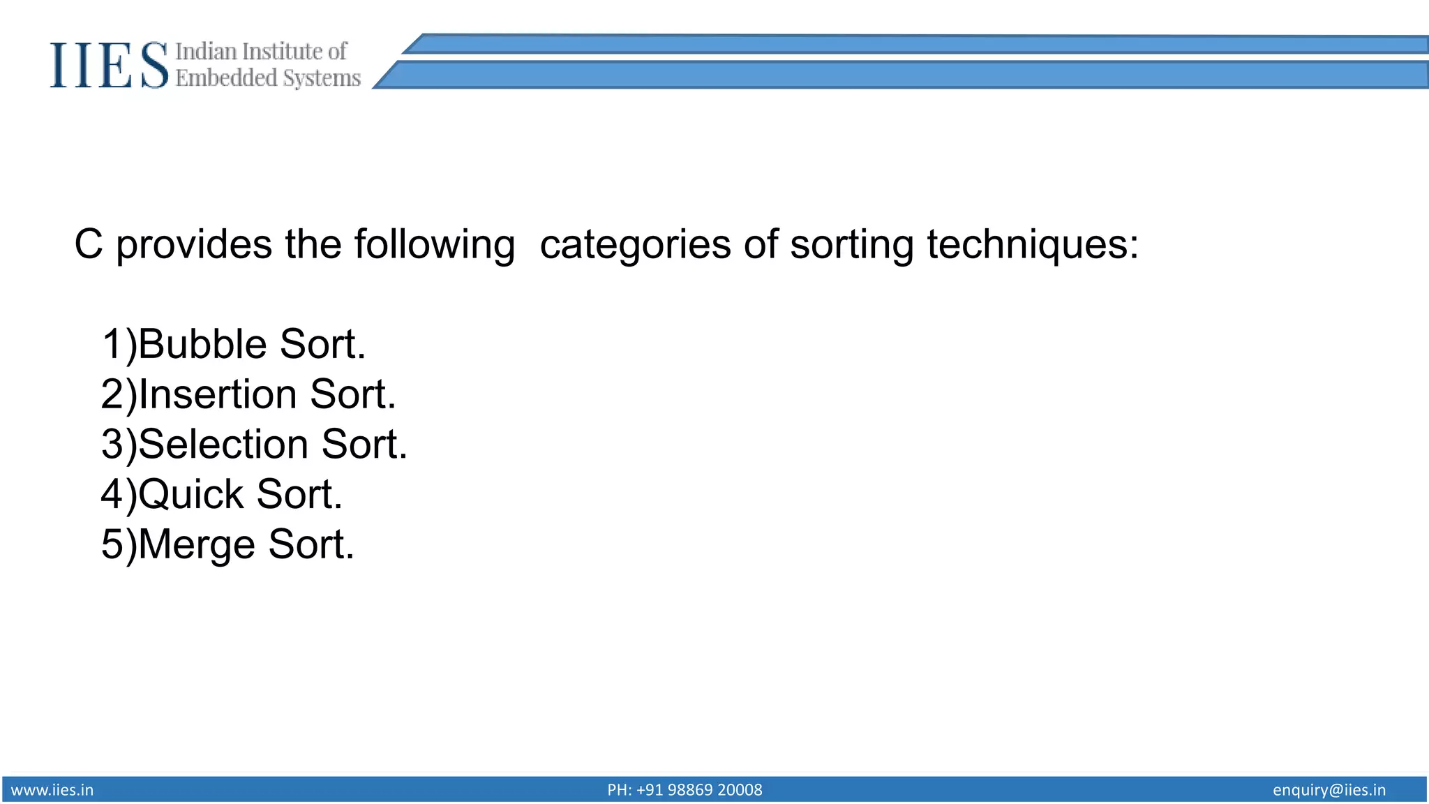 Sorting Techniques in C programming | PPT