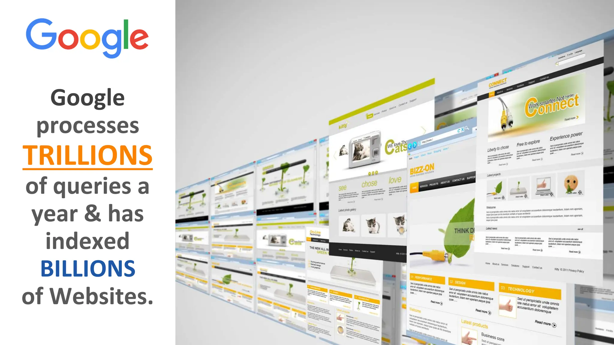 @schachin
Kristine Schachinger
Google
processes
TRILLIONS
of queries a
year & has
indexed
BILLIONS
of Websites.
 
