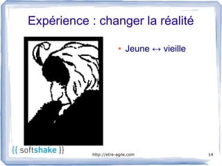 Expérience : changer la réalité

                        ●   Jeune ↔ vieille




            http://etre-agile.com             14
 