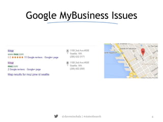 Google MyBusiness Issues 
@daveminchala | #stateofsearch 4 
 
