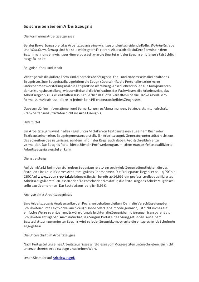 So Schreiben Sie Ein Arbeitszeugnis