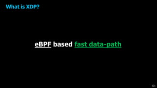 What is XDP?
eBPF based fast data-path
121
 