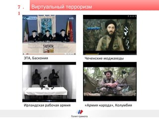 Виртуальный терроризм 7.1 ЭТА, Баскония Чеченские моджахеды Ирландская рабочая армия «Армия народа», Колумбия 