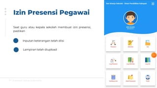 PT Greatsoft Solusi Indonesia
Izin Presensi Pegawai
Saat guru atau kepala sekolah membuat izin presensi,
pastikan
Inputan keterangan telah diisi
Lampiran telah diupload
 