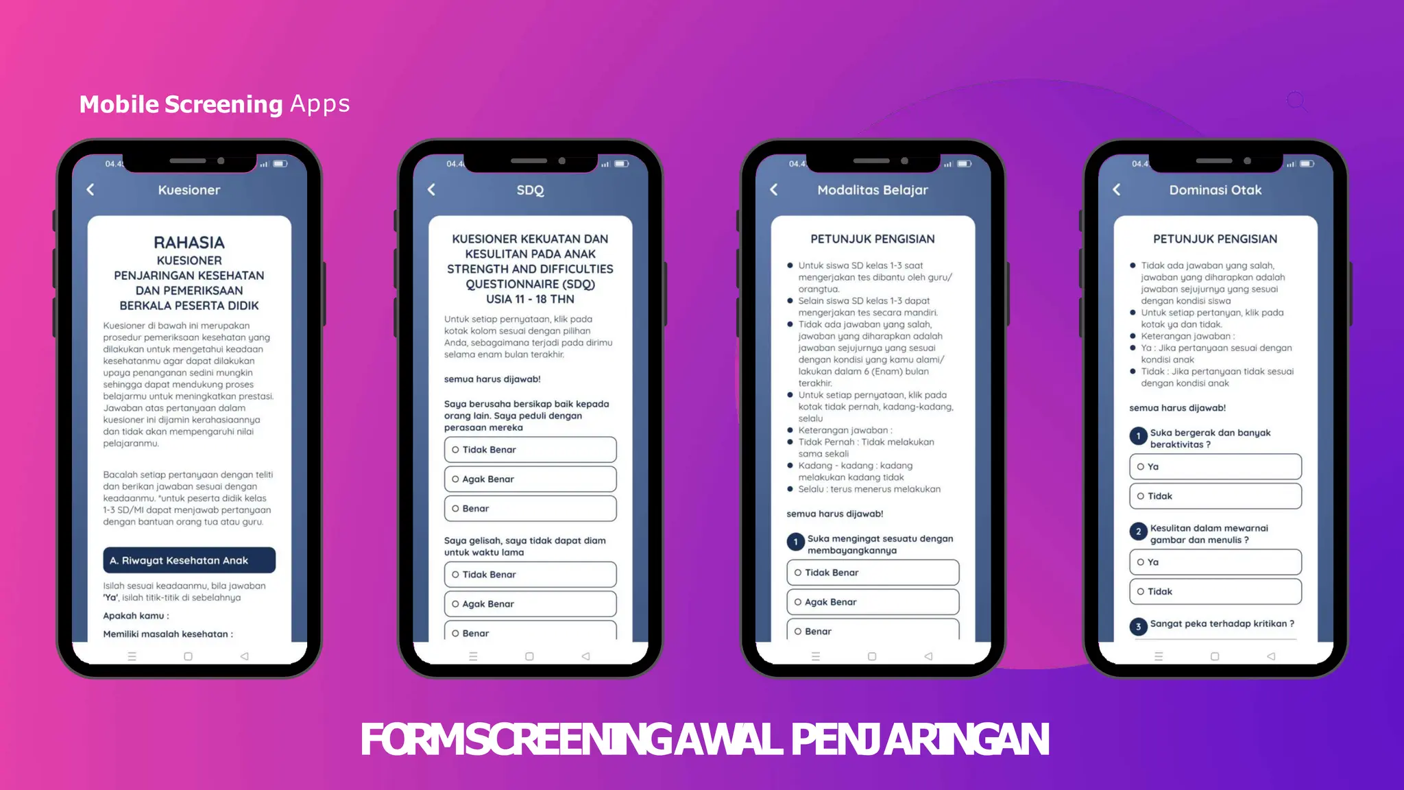 Screening Apps Menu Sosialisasi Mobscreen untuk mengetahui kondisi kesehatan siswa.pptx