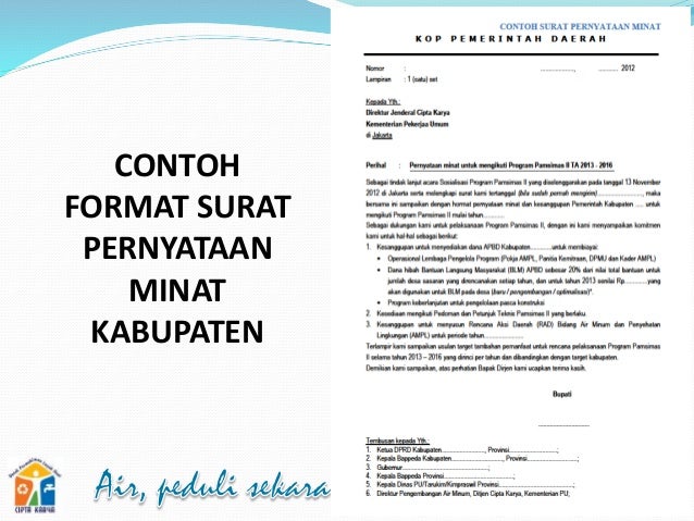 Contoh Surat Pernyataan Minat - Sosialisasi Pamsimas 22nov12 Bali contoh surat pernyataan minat sosialisasi pamsimas 22nov12 bali