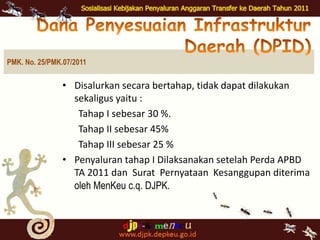 Sisa DAK tidakdapatdigunakansebagaidanapendamping DAK.Optimalisasi DAKPMK. No.126/PMK.07/2010 Tgl. 12 Juli 2010Daerah wajibmelaporkansisa DAK tahun 2003-2010 sesuai format lampiran PMK.