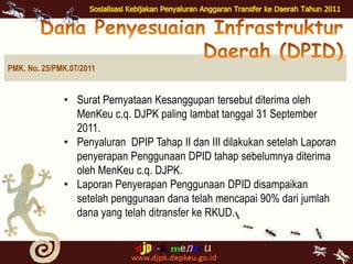 Sisa DAK tahun 2003 – 2010 yang belumdigunakansampaidenganditetapkannya PMK ini, dapatdigunakanuntukkegiatan DAK padabidang yang samasesuaijuknistahunanggaranberjalan.
