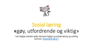 Sosial læring
«gøy, utfordrende og viktig»
I det daglige arbeidet spiller elevenes faglige og sosiale læring og utvikling
sammen. Overordnet del 2.1
 