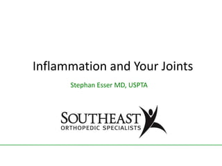 Inflammation and Your Joints
Stephan Esser MD, USPTA
 