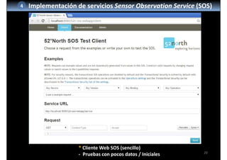20
4 Implementación de servicios Sensor Observation Service (SOS)
* Cliente Web SOS (sencillo)
‐ Pruebas con pocos datos / Iniciales
 