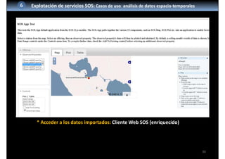 34
6 Explotación de servicios SOS: Casos de uso: análisis de datos espacio‐temporales
* Acceder a los datos importados: Cliente Web SOS (enriquecido)
 