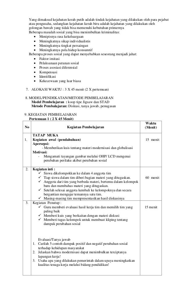 Sosiologi XII; RPP Sosiologi XII; RPP