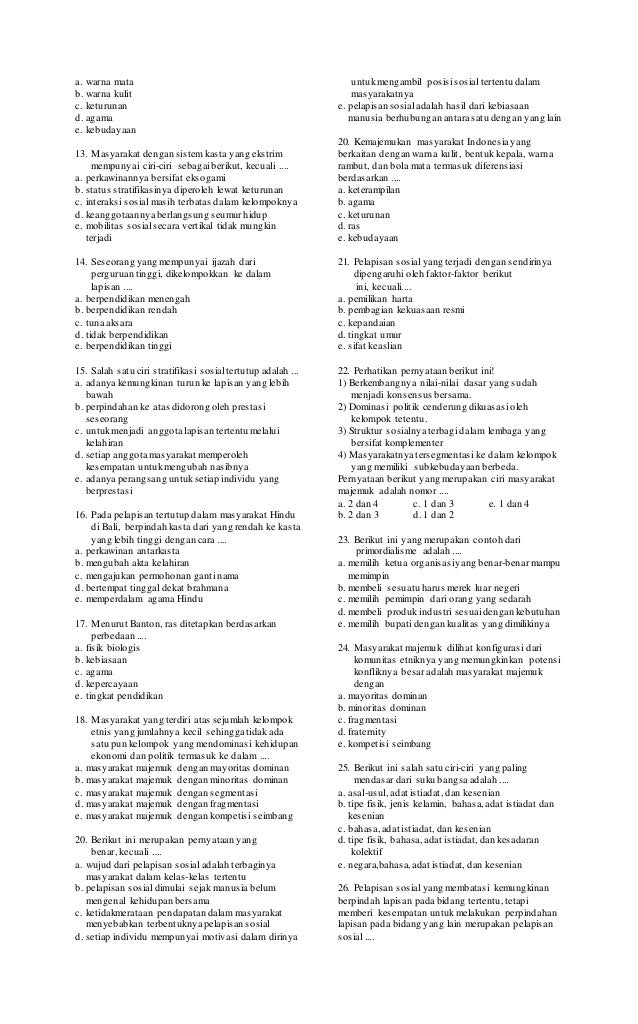 Soal Sosiologi Paket C Pas 1 Tapel 2019 2020 Pkbm Luhur Pekerti
