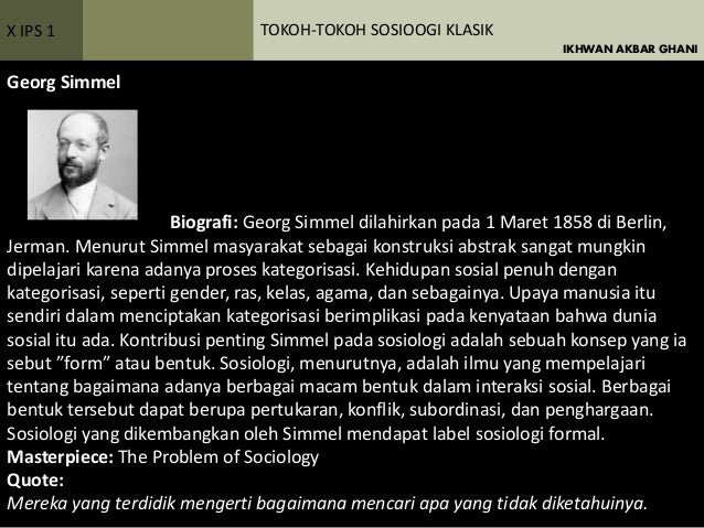 Tokoh-tokoh sosiologi klasik, modern, Indonesia dan macam-macam Teori…