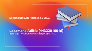 STRUKTUR DAN PROSES SOSIAL.
Laxamana Aditia (44322010016)
Buku karya : Prof. Dr. H.M. Burhan Bungin, S.Sos., M.Si.
 