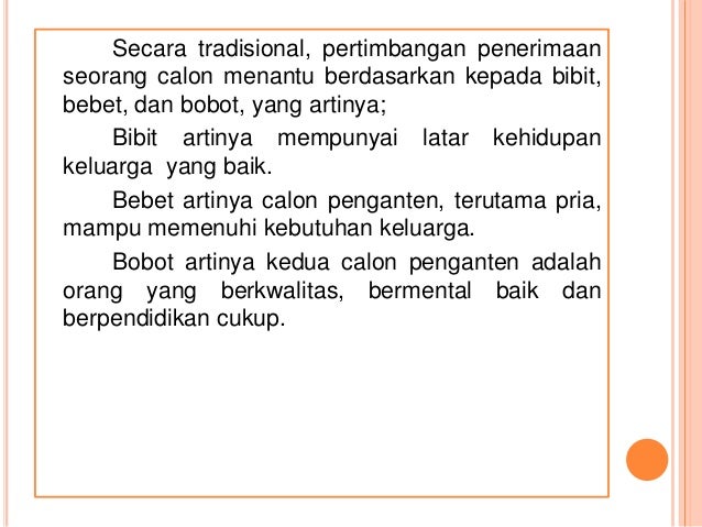 Bibit Bebet Bobot Pertimbangan Memilih Menantu Tumpi Id