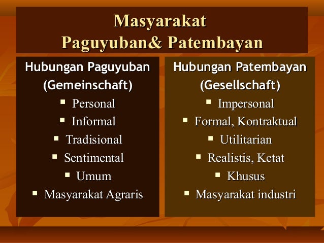 Paguyuban Dan Patembayan Adalah