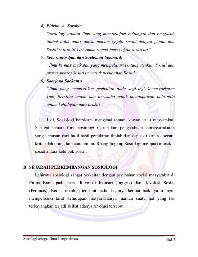 Pengertian Sosiologi Sebagai Ilmu Pengetahuan – Python