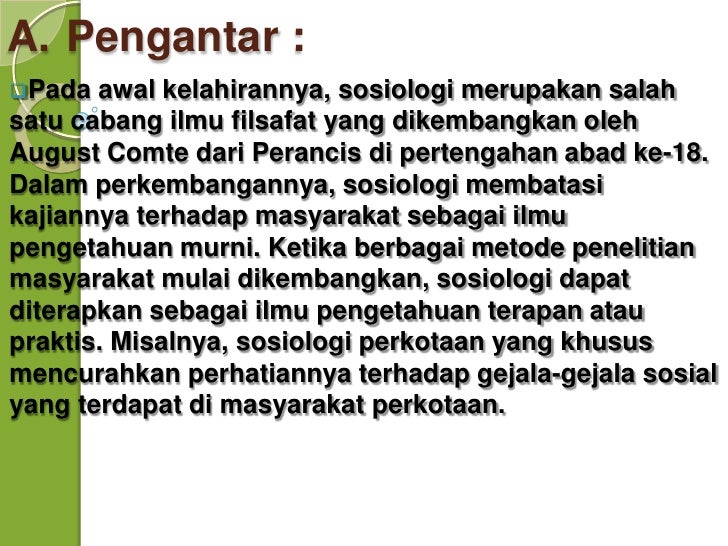 Sosiologi Sebagai Ilmu