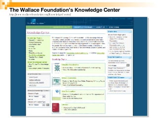 The Wallace Foundation’s Knowledge Center   http://www.wallacefoundation.org/KnowledgeCenter/ 