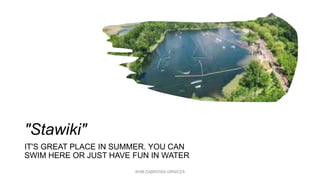"Stawiki"
IT'S GREAT PLACE IN SUMMER. YOU CAN
SWIM HERE OR JUST HAVE FUN IN WATER
WSB DĄBROWA GRNICZA
 