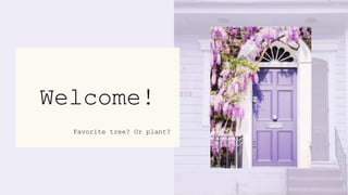 Welcome!
Favorite tree? Or plant?
 