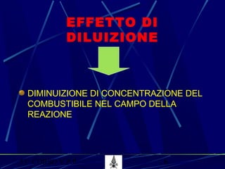 53° CORSO V.P.P. 6
EFFETTO DI
DILUIZIONE
DIMINUIZIONE DI CONCENTRAZIONE DEL
COMBUSTIBILE NEL CAMPO DELLA
REAZIONE
 