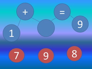 1
7 9 8
+ =
9
 