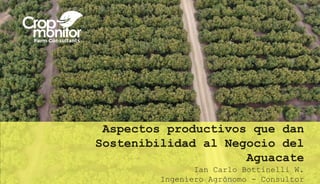Aspectos productivos que dan
Sostenibilidad al Negocio del
Aguacate
Ian Carlo Bottinelli W.
Ingeniero Agrónomo - Consultor
 