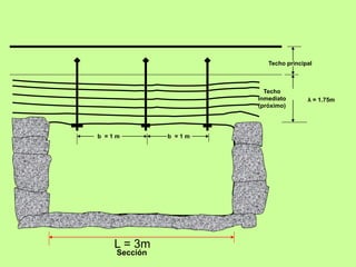 L = 3m
Techo
inmediato
(próximo)
Techo principal
λ = 1.75m
Sección
b = 1 m b = 1 m
 