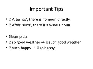 More Such Examples Mastering 'So' and 'Such' in English Grammar: Expressing Results and ...