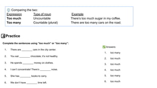 Too Much Examples Mastering the Use of So, Such, Too, and Enough in English Grammar | PDF