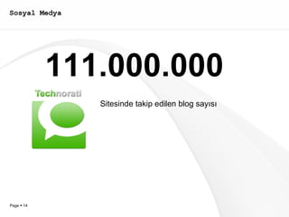 Sosyal Medya 111.000.000 Sitesinde takip edilen blog sayısı 