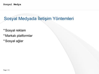 Sosyal Medya Sosyal Medyada İletişim Yöntemleri Sosyal reklam Markalı platformlar Sosyal ağlar 
