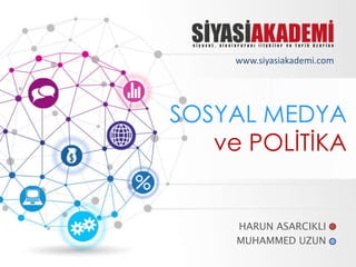 SOSYAL MEDYA
ve POLİTİKA
HARUN ASARCIKLI
MUHAMMED UZUN
www.siyasiakademi.com
 