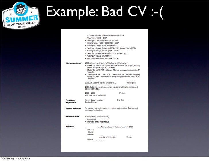 example bad cv textwednesday example of bad cv
