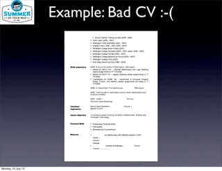 Example: Bad CV :-(
Text
Monday, 15 July 13
 