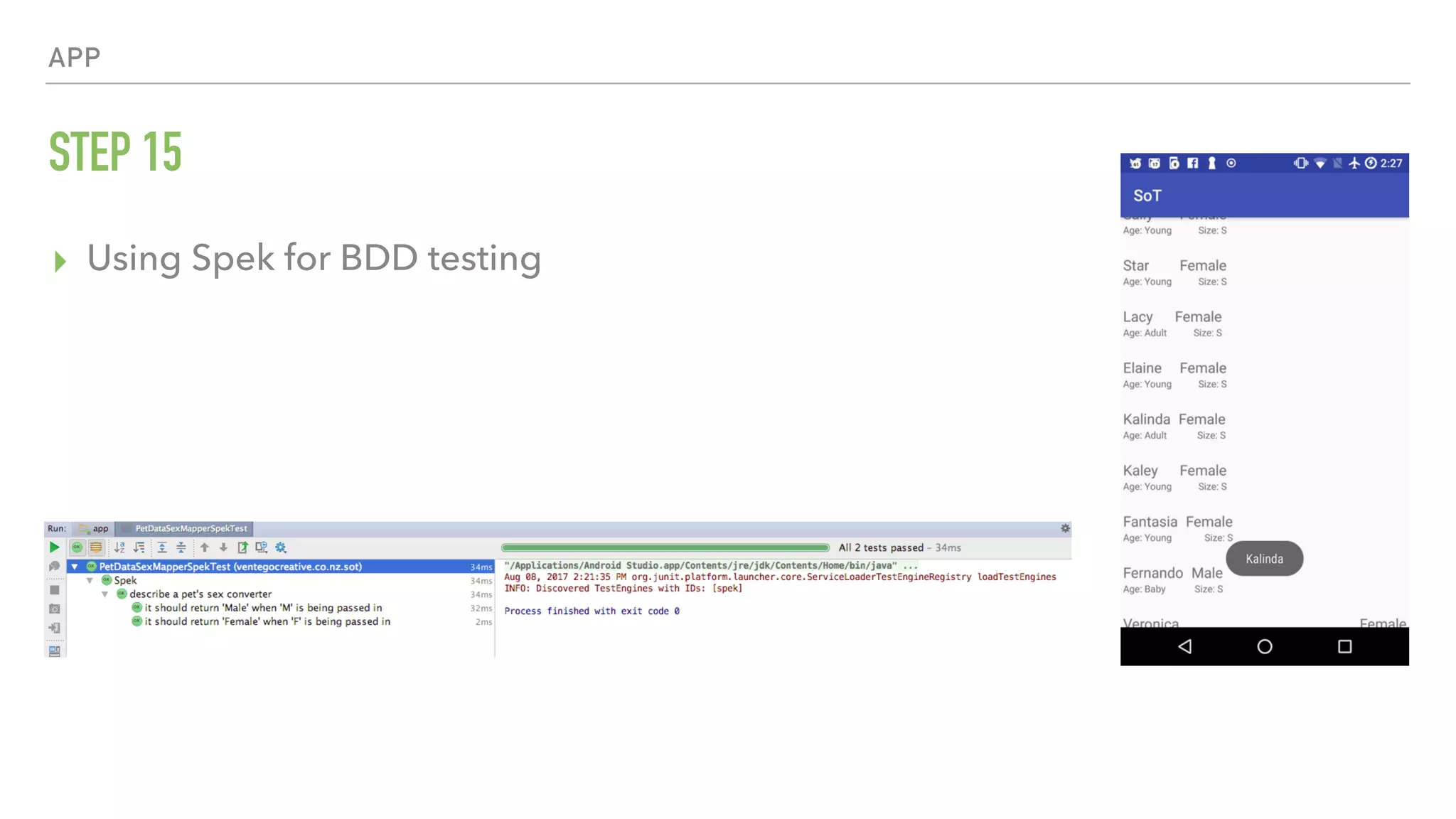 APP STEP 15 ▸ Using Spek for BDD testing 