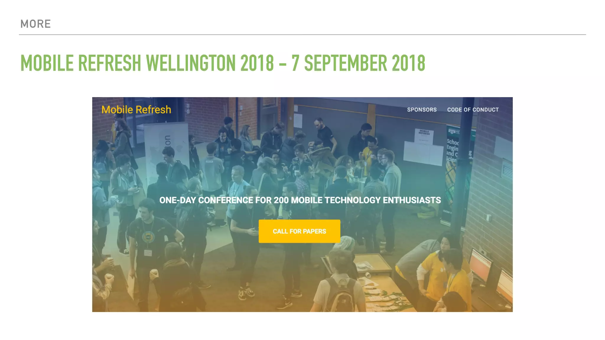 MORE MOBILE REFRESH WELLINGTON 2018 - 7 SEPTEMBER 2018 