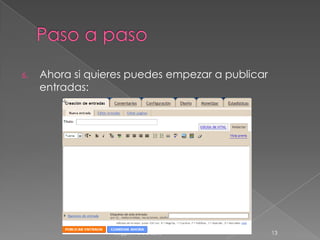 Controles de accesoPuedes decidir quién puede leer y escribir en tu blogPuedes utilizar un blog de grupo con varios autores (para equipos reducidos, familias)Como autor único puedes compartir este espacio con tantos lectores como desees o reservarlo sólo para tiBlogger//Aurora Iserte6