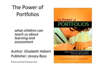 The Power of
  Portfolios

    what children can
    teach us about
    learning and
    assessment

Author: Elizabeth Hebert
Publisher: Jossey-Bass
Picture courtesy of Amazon.com
 
