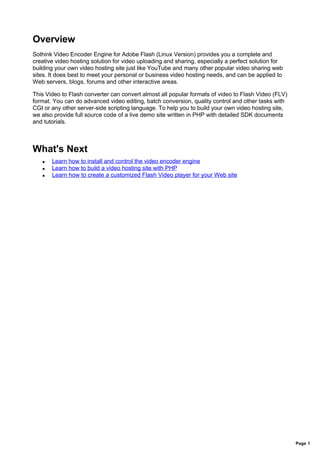 Sothink Video Encoder Engine for Adobe Flash (Linux Version) | PDF