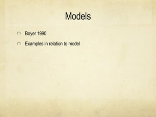 Models Boyer 1990 Examples in relation to model 