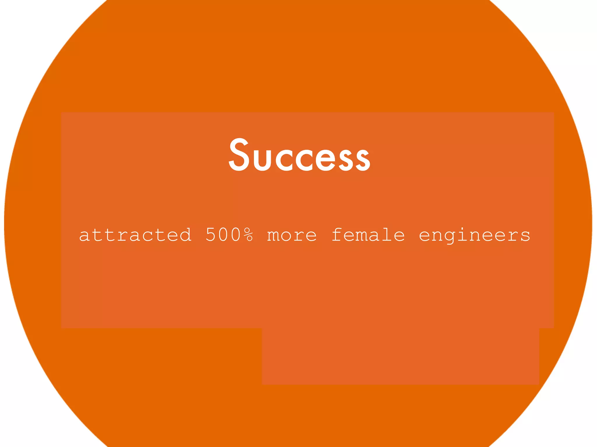 GNOME
attracted 500% more female engineers
Success
 