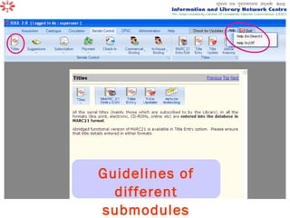 Guidelines of different submodules 