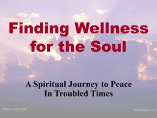 Finding Wellness
for the Soul
A Spiritual Journey to Peace
In Troubled Times
 