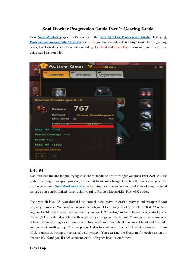 Soul Worker Progression Guide Part 2 Gearing Guide Soul Worker Progression Guide Part 2 Gearing Guide