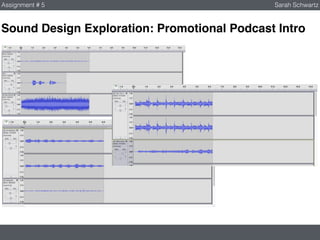 Sound Design Exploration: Promotional Podcast Intro
Assignment # 5 Sarah Schwartz
 